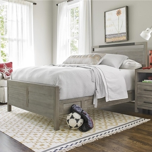 Item # 011FB Washed Grey Modern Full Bed - Available in Twin Size<br><br>Metal Accent on Headboard<br><br>
